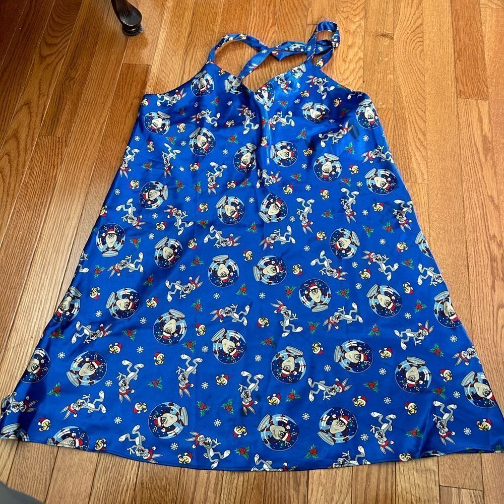 Vintage Looney Tunes Lingerie Silky Christmas Chemise Dress
